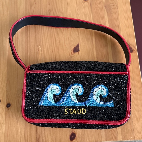 LIKE NEW STAUD Tommy Beaded Bag, Lobster - Picture 7 of 11